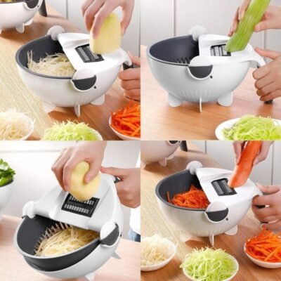 Buy Multifunctional 9 in 1 Vegetable Cutter Slicer Chopper with Rotary Magic Drain Basket from Shopcity. Get Free offer Free Shipping and more.